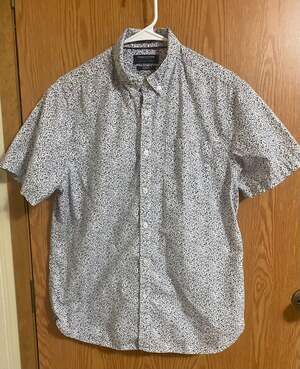 Denim & Flower Blue Floral Short Sleeve Button-Down Slim Fit L